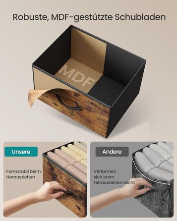 SONGMICS Комод з 2 висувними ящиками, тумбочка, шафка для зберігання, сталь, МДФ, фліс, для спальні, прихожої, вітальні, чорний, LGS32BH03