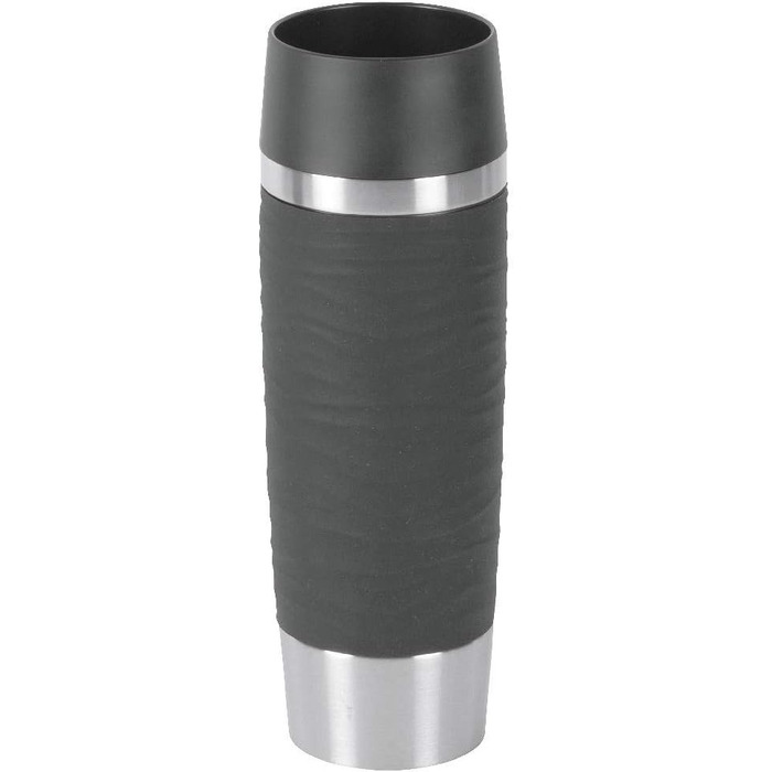 Термокружка EMSA Wave Design (0,5 л) - чорна, з клапаном Quick-Press, 6 год гаряче / 12 год холодне, 100% герметична