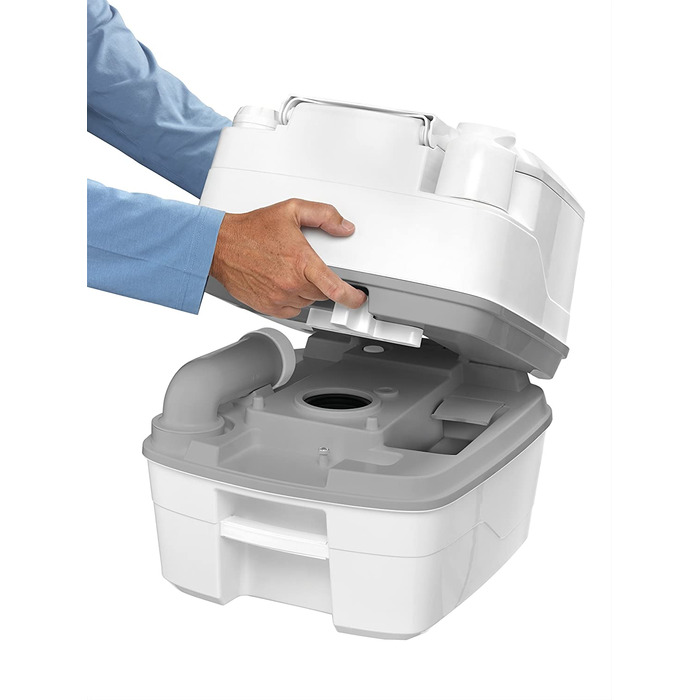Портативна туалет Thetford Qube, біло-сіра, 330 x 383 x 427 мм (Porta Potti 335, Single)
