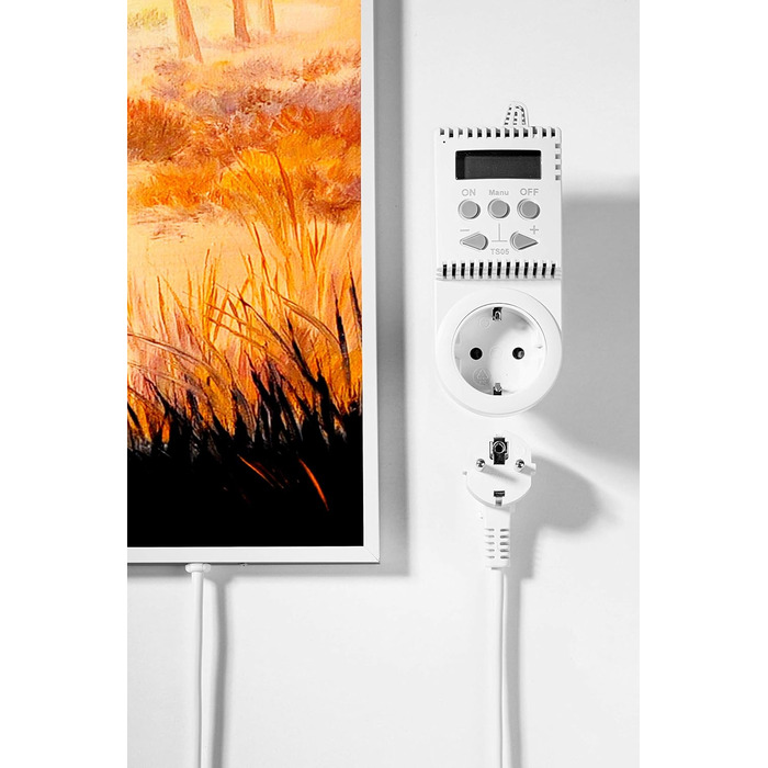 Інфрачервова панель обігріву Bild з термостатом, 130W, захист від перегріву, гарантія 5 років, картина 