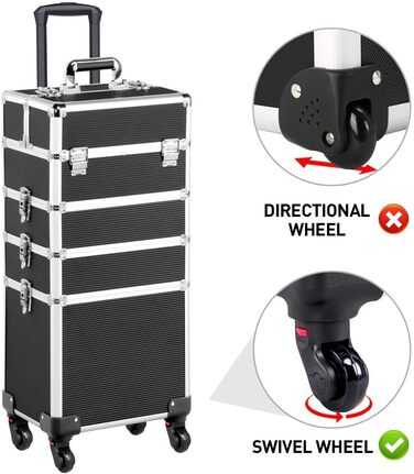 Косметичка-органайзер Yaheetech 4 в 1: велика, для косметики, прикрас, макіяжу, перукарів, ручна клада, чорна