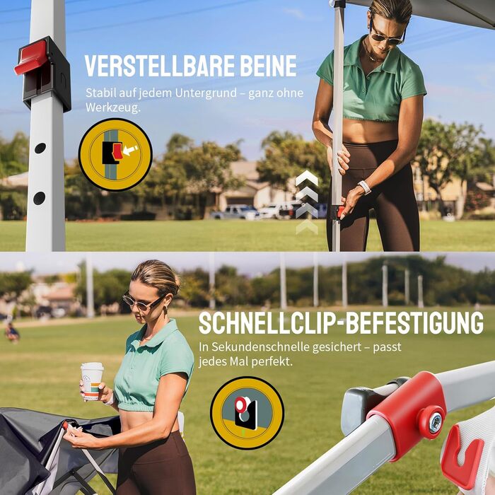 Павільйон CROWN SHADES 3x3: Водостійкий, стабільний, зимостійкий, захист від сонця UV 50+, для кемпінгу, саду та відпочинку. Сірий в клітинку.