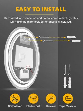Дзеркало для ванної кімнати 600мм з підсвічуванням, регульоване, з антизапарюванням, таймером, IP44, кругле