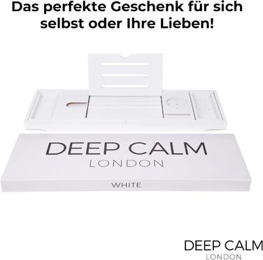 Підставка для ванни Deep Calm з бамбука - регульована, антиковзка, для книг, iPad, телефону, склянки, свічки (біла)
