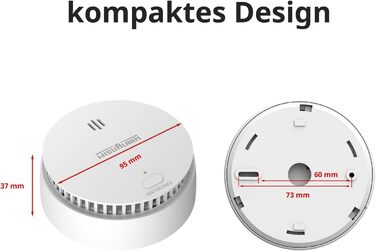 Датчик диму Rauchmelder з магнітним кріпленням, 10 років роботи від батареї, тиха/тестова кнопка, сертифікований TÜV EN 14604 (5 шт.) (1 шт.)