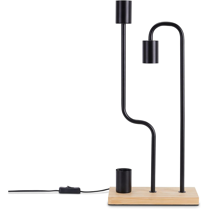 Настільна лампа Вінтажна лампа для вітальні E27 Настільна лампа промислового дизайну Сучасна лампа в стилі ретро Спальня з дерева (чорний - бамбук, настільна лампа типу 2)