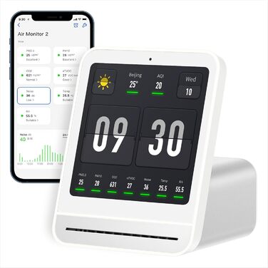 Монітор якості повітря Qingping Gen 2: PM2.5, CO2, PM10, температура, вологість, шум. Оновлена модель з будильником
