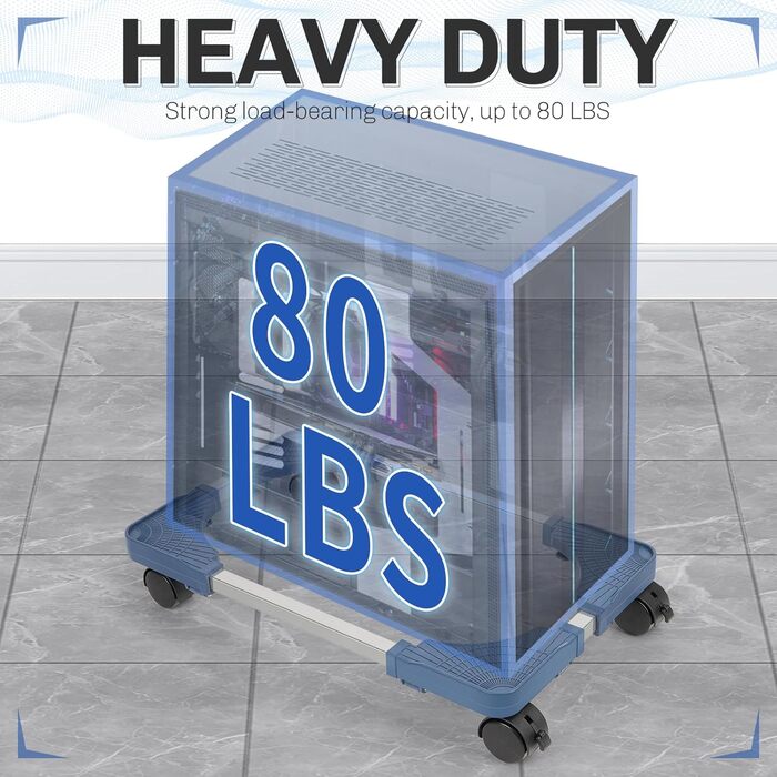 Підставка для ПК Liitrton Mobiler - регульована, з колесами, біла/блакитна