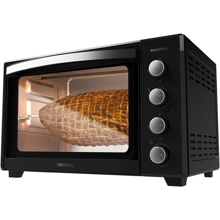 Конвекційна піч Cecotec 46 літрів Bake&Toast 4600 White Gyro. 2000 Вт, внутрішнє освітлення, 12 функцій, температура до 230º, подвійне скло, з поворотним шампуром, білий (чорний, 45л)