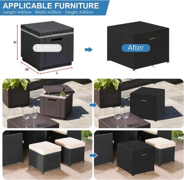 Водонепроникний чохол для садовой меблів VANSHEIM 60x60x60 см - захисна накривка для столу та садової групи