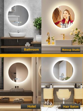 Дзеркало для ванної кімнати 600мм з підсвічуванням, регульоване, з антизапарюванням, таймером, IP44, кругле