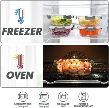 Набір контейнерів Verones 24 шт. з кришкою, сірий, повітріобмінний, для зберігання їжі, морозильник, посудомийна машина