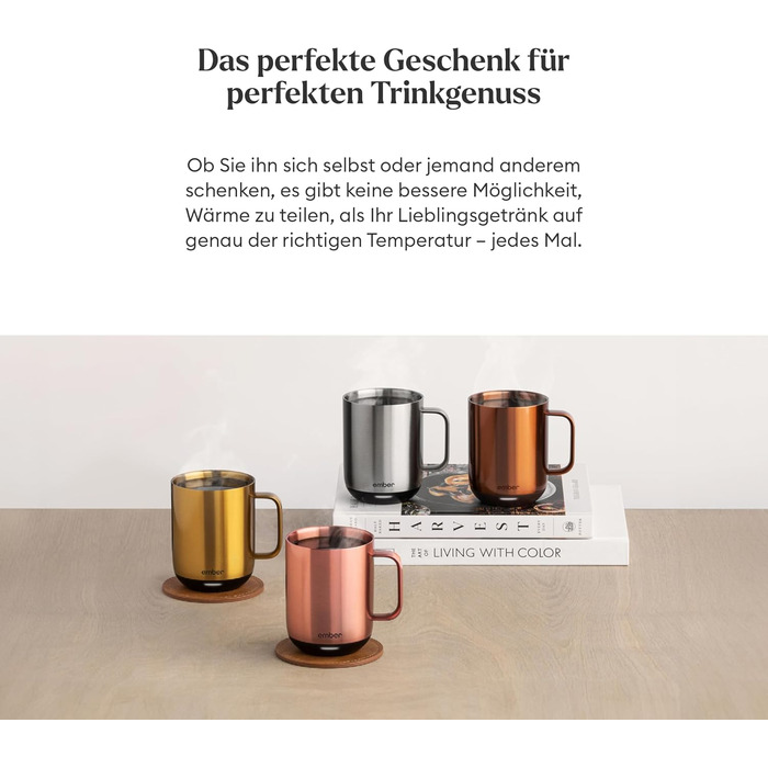 Розумний термокружка Ember Smart Mug 2, 295 мл, з регулюванням температури, керування через додаток, акумулятор, LED дисплей, мідний колір