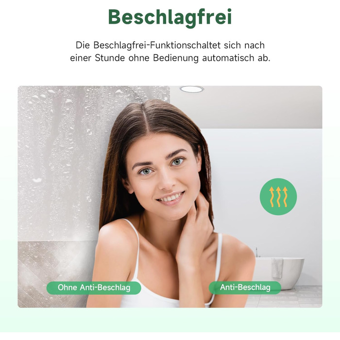 Дзеркало для ванної кімнати Badspiegel LED 60x80 см з підсвічуванням, сенсором та протизапарюванням, IP44, 3 колірні температури