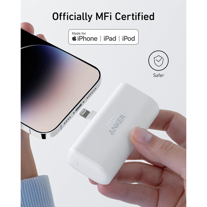 Сертифікація MFi, штекер Lightning, для iPhone 14/13/12 (синій), 621 Powerbank 5,000 mAh