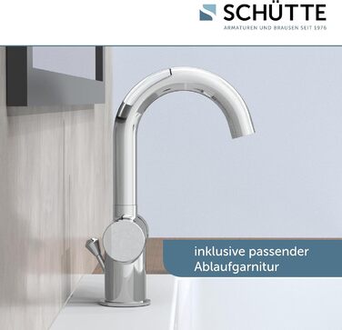 Змішувач для ванної SCHÜTTE 79710 LONDON з висувною лійкою, для миття волосся, однорідний, з комплектом зливу, хром