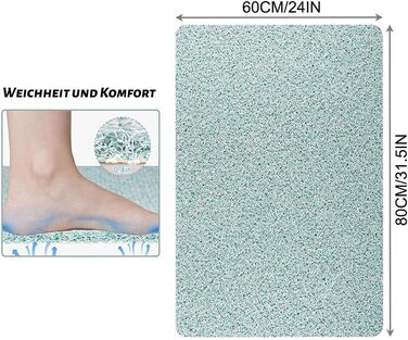 Килимок для душу нековзний 80x80см, Soft Comfort, ПВХ Мочалка, Зливні отвори, Протиковзкий, Синій, 60x80см