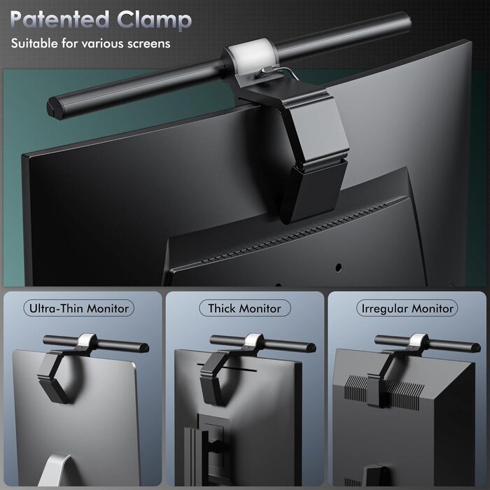 Quntis Лампа для монітора з підсвічуванням 42,5 см, RGB, з пультом дистанційного керування, регулювання яскравості та колірної температури, для офісу та дому