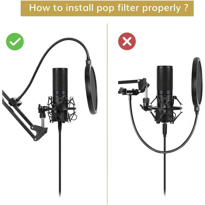 Стійка для мікрофона TONOR з кріпленням-держателем, поп-фільтром та адаптером 3/8