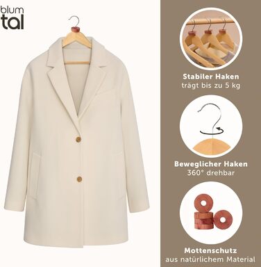 Набір вішалок для одягу Blumtal, 40 шт. з дерева, з обертовим металевим гачком, захист від молі, антиковзаюча поверхня