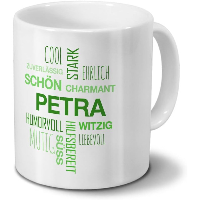 Кружка - Petra Positive - Tagcloud - Іменна кружка, кружка для кави (зелена)