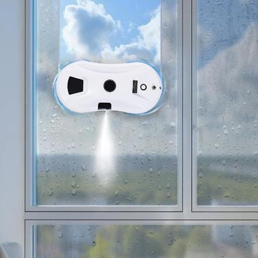 Робот для миття вікон електричний, автоматичний, з пультом керування та 10 серветками, для миття склопакетів у рамах, білий