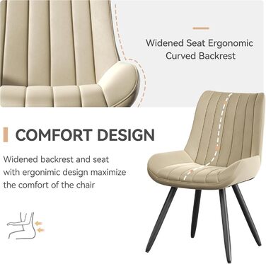 Набір обідніх стільців (4 шт) Бежевий • М'які стільці з подушкою 10 см • Сучасний дизайн • Металеві ніжки • FU01043BL-2