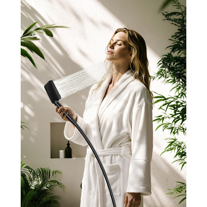 Фільтр для душу Cobbe з шлангом, високонапірна ручна лійка з 20-ступеневою фільтрацією, економна лійка з 6 режимами розпилення, дощова лійка для жорсткої води (чорний матовий)