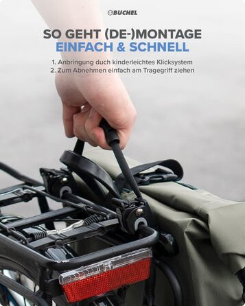 Для багажника I 25,4 л - 100 водонепроникний I з ручкою для перенесення та плечовим ременем I Сумка для велосипеда Багажник, сумка для багажу, задня сумка для велосипеда (Forest Green)