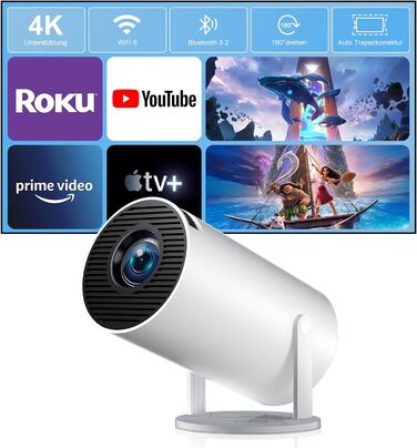 Проектор ZDSSY HY300PRO: Міні проектор 4K, WiFi 6, Bluetooth 5.2, Автофокус, Android/iPhone/PC/Mac/Switch/PS5