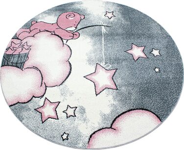 Дитячий килим із зображенням ведмедика і зірки, прямокутний, не вимагає особливого догляду, Килимки для дитячої, дитячої або ігрової кімнат, розмір колір сірий - (140 х 200 см, рожевий)