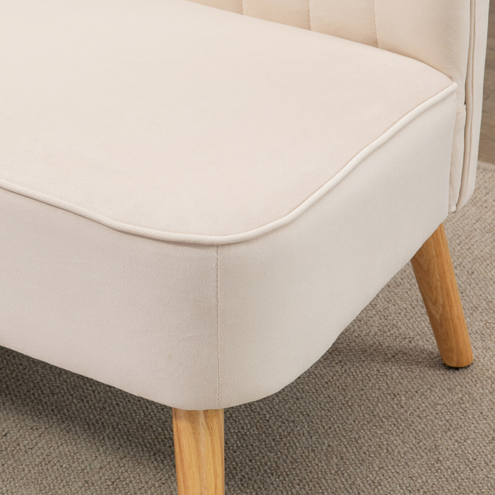 Диван Ретро Стиль, 2-місний, на дерев'яних ніжках, 117 см x 56,5 см x 77 см, Кремово-білий