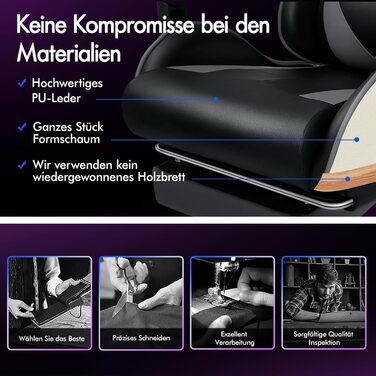 Ігровий крісло ALFORDSON з підніжкою, масажем та регулюванням на 150°, чорний (серія Eryx)