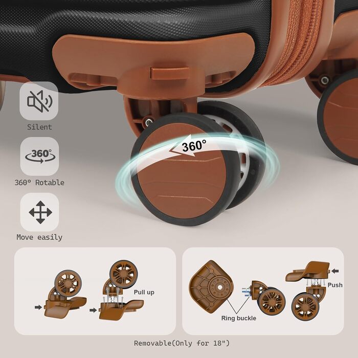 Набір дорожніх валіз Joyway 6 предметів, жорсткий корпус, з косметичкою, 4 колесами та TSA-замком, білий колір