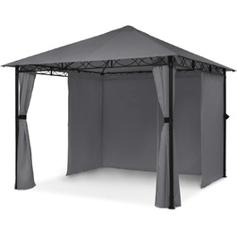 Альтанка садовий намет Pergola, розмір 2,95 х 2,6 х 2,95 м (ШхВхГ), 4 бічні панелі, концепт EasyMount, захист від негоди УФ/вітер/дощ, (темно-сірий)