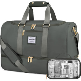 Спортивна сумка LOVEVOOK для жінок: дорожня сумка, weekender, з косметичкою, відділенням для взуття та мокрих речей, водонепроникна пляжна/басейнова/сауна сумка, ручна поклажа для подорожей, зелена