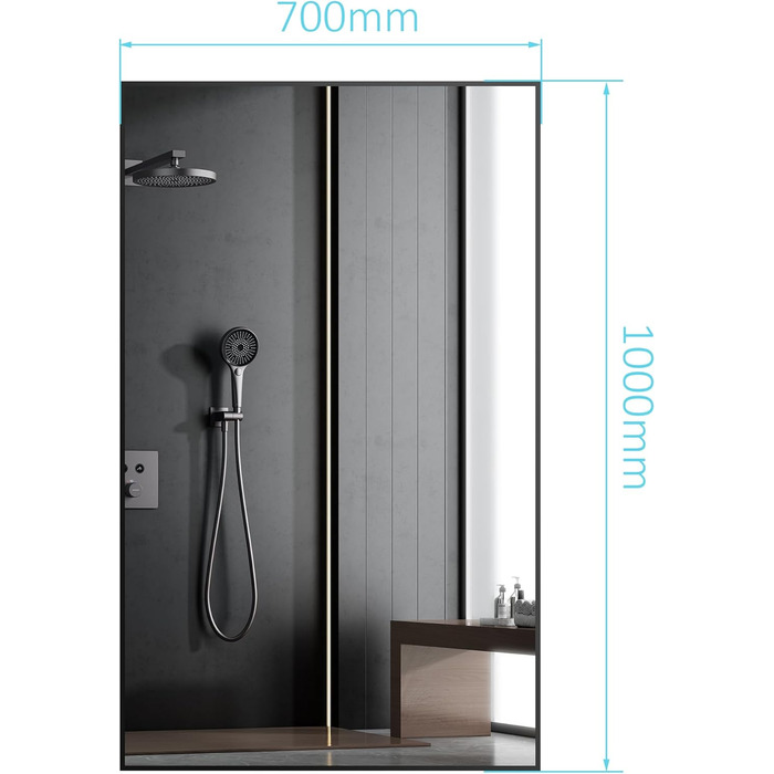 Дзеркало настінне Spiegel 40x160 см, повноекранне з рамою, підлогове для спальні, вітальні або ванної кімнати, прямокутне, алюмінієва рама (чорний)