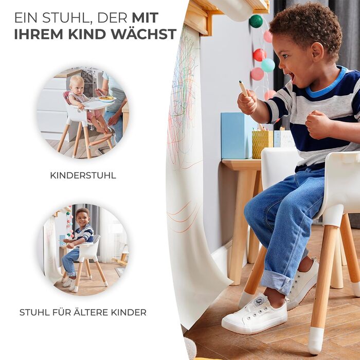 Дитячий стільчик Kinderkraft Sienna 2 в 1 сірого кольору, від 6 місяців до 4 років
