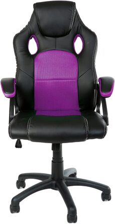 Ігровий крісло Panorama24 для геймерів та офісу, ергономічний, 9 кольорів, підйомний механізм, до 150 кг, сертифікат TÜV (Ліловий)