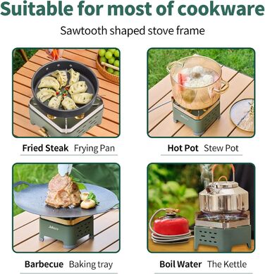 Газовий намет 9000W для кемпінгу, похідний, з нержавіючої сталі, для бутанових картриджів MFS-1a, для пікніків, трекінгу, хайкінгу, з кейсом, зелений