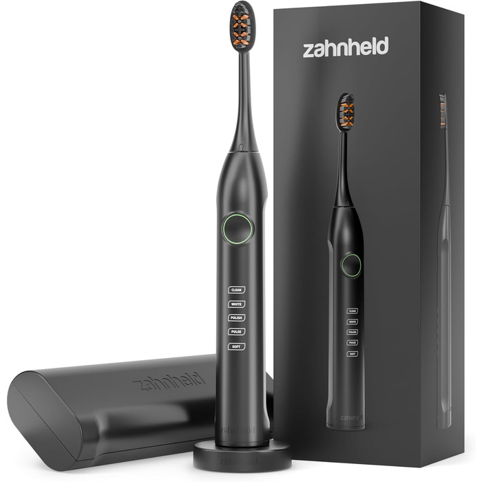 Електрична звукова зубна щітка Gero G3 з чохлом для подорожей та насадкою | 5 режимів чищення, тривалий час роботи акумулятора, чорний колір