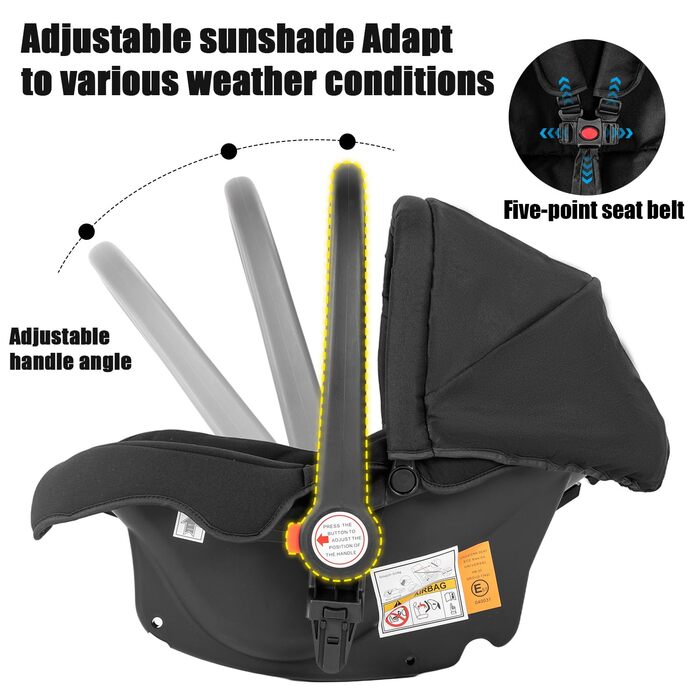 Дитяча коляска 3 в 1 PU-Leder, зручна багатофункціональна комбінована коляска, алюмінієва рама, комплект (L518 Khaki, V8 Black, V8 Model)