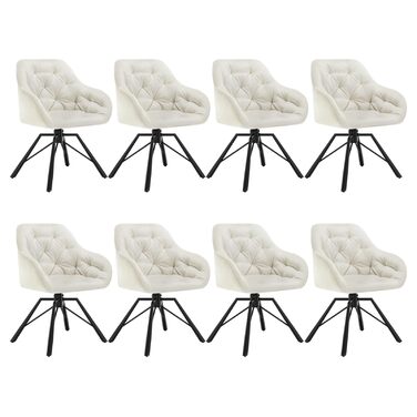 Крісла для їдальні WOLTU EZS60dgr-4 (8 шт.) з м'яким сидінням та підлокітниками, обертаються на 360°, з металевими ніжками, оксамитовий покрив (кремовий)