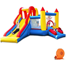 Надувний замок для дітей з насосом, міцний матеріал, для 3-4 дітей, ігровий намет для дому (315x245x194 см)