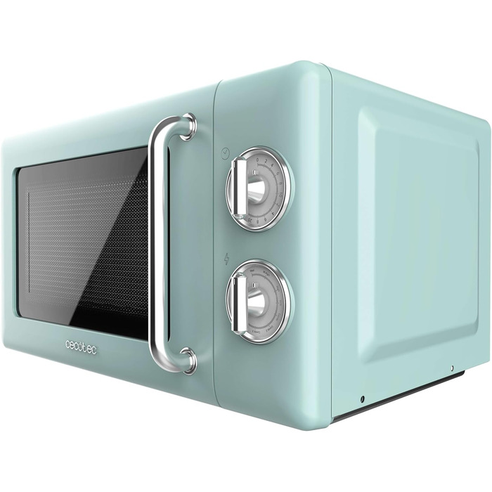 Мікрохвильова піч Cecotec Proclean 3110 Retro Green: механічна, 700 Вт, 6 рівнів, таймер до 30 хв, розморожування, зелений колір, ретро-дизайн