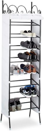 Підставка для взуття Relaxdays COUNTRY, 174x48x29 см, 8 полиць, 20 пар взуття, тканинний корпус, чорно-біла