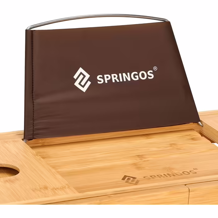 Бамбукова полиця для ванни SPRINGOS, розсувна, підставка для ноутбука, книг і келиха, 75-110,5 см