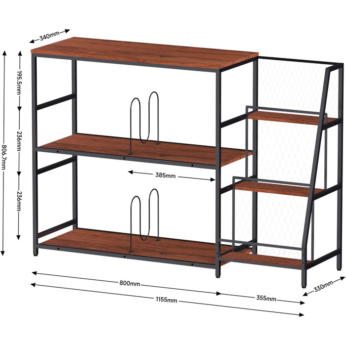 Стіл для програвача YCJY з полицями для платівок, вінтажний, місткість до 400 альбомів