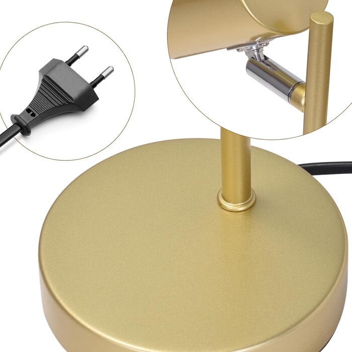 Настільна лампа 2ER Gold: регульована, для спальні, вітальні, офісу, з металу, з вимикачем