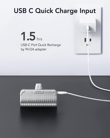 Швидкий зарядний пристрій, сумісний з Samsung, Huawei, USB C, 20W PD Mini PowerBank 5000mAh